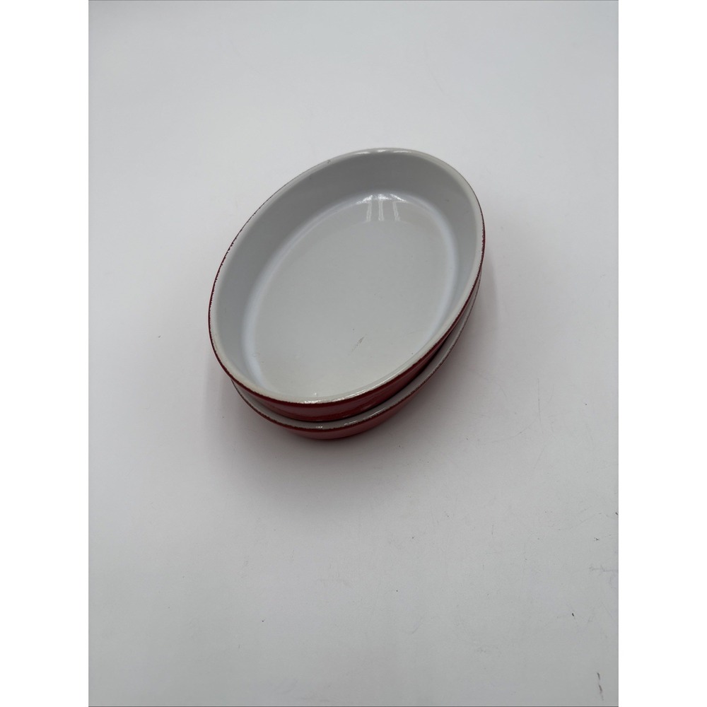 Emile Henry France Cerise‎ Red Pasta Bowls 7.5" Stoneware Stackable Set Of 2